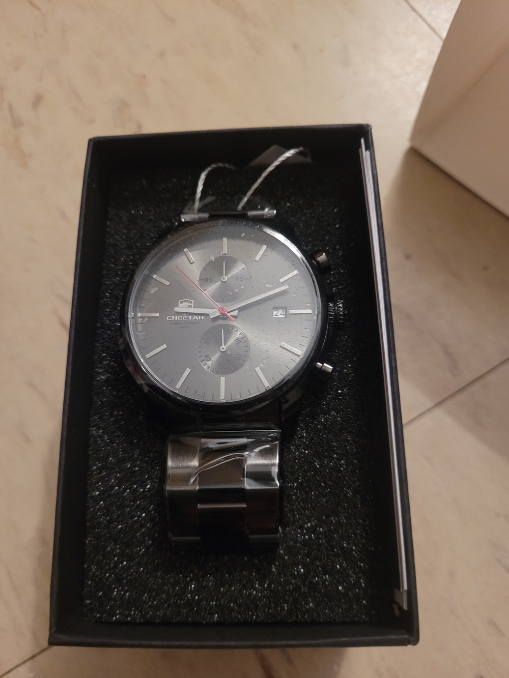 Cheetah Men's Black Stainless Steel Chronograph Watch